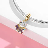 Colorful Enamel Beads Pirate Warrior Cat Charms 925 Silver Jewelry