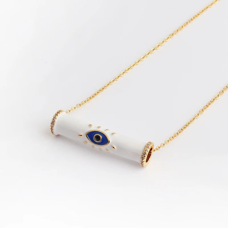 Colorful Evil Eyes Choker Chain Necklace 18k Plated Jewelry