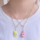 Enamel Graffiti Smiley Freshwater Pearl Pendant Necklace