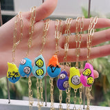 Enamel Graffiti Smiley Freshwater Pearl Pendant Necklace