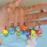 Enamel Graffiti Smiley Freshwater Pearl Pendant Necklace