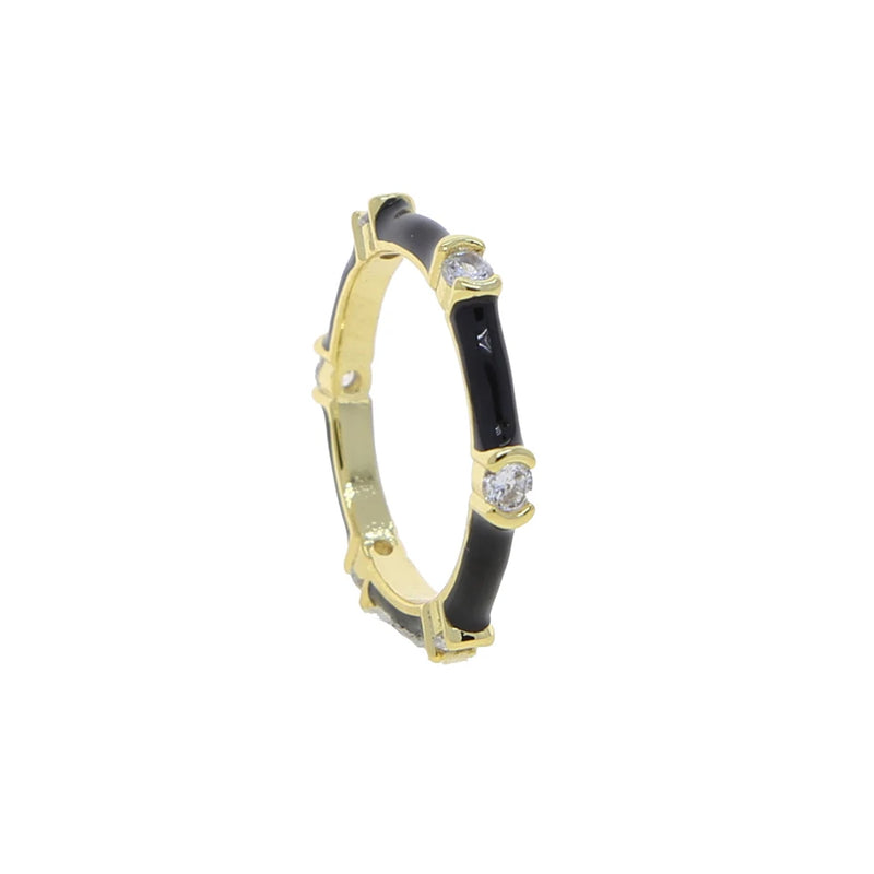 Enamel Band Ring For Women Girl Neon CZ Stack Stacking Finger Rings