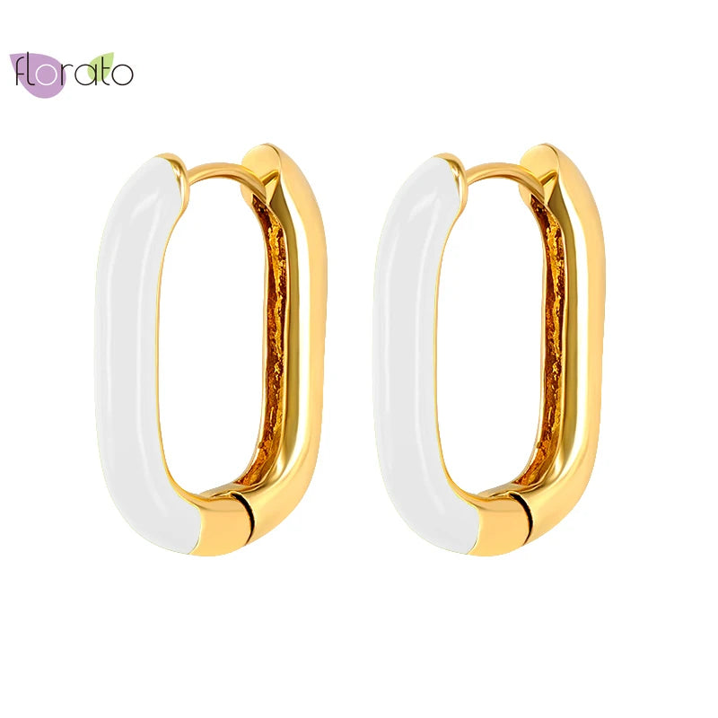 Enamel Hoop Earrings 925 Sterling Silver Minimalist Candy Jewelry