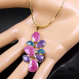 Enamel Leaf Pendant Necklace Stainless Steel Flowers Jewelry
