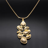 Enamel Leaf Pendant Necklace Stainless Steel Flowers Jewelry