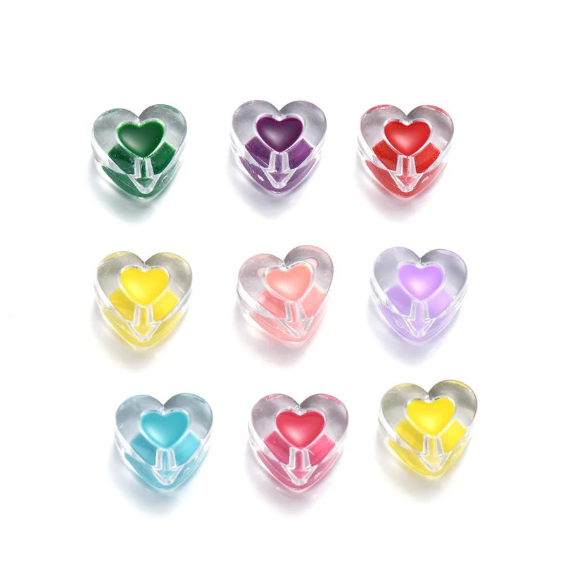 Acrylic Heart Beads Ornament Accessories Plastic Bracelet DIY 30pcs