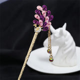 Enamel Peacock Hair Sticks Rhinestone Crystal Butterfly Hairpin