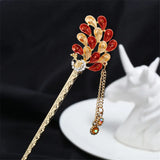 Enamel Peacock Hair Sticks Rhinestone Crystal Butterfly Hairpin