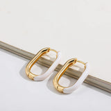 Colorful Enamel U Shaped Geometric Hoop Earrings for Women