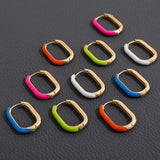 Colorful Enamel U Shaped Geometric Hoop Earrings for Women