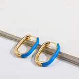 Colorful Enamel U Shaped Geometric Hoop Earrings for Women