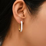 Colorful Enamel U Shaped Geometric Hoop Earrings for Women