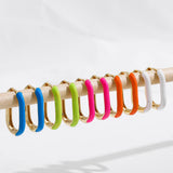 Colorful Enamel U Shaped Geometric Hoop Earrings for Women