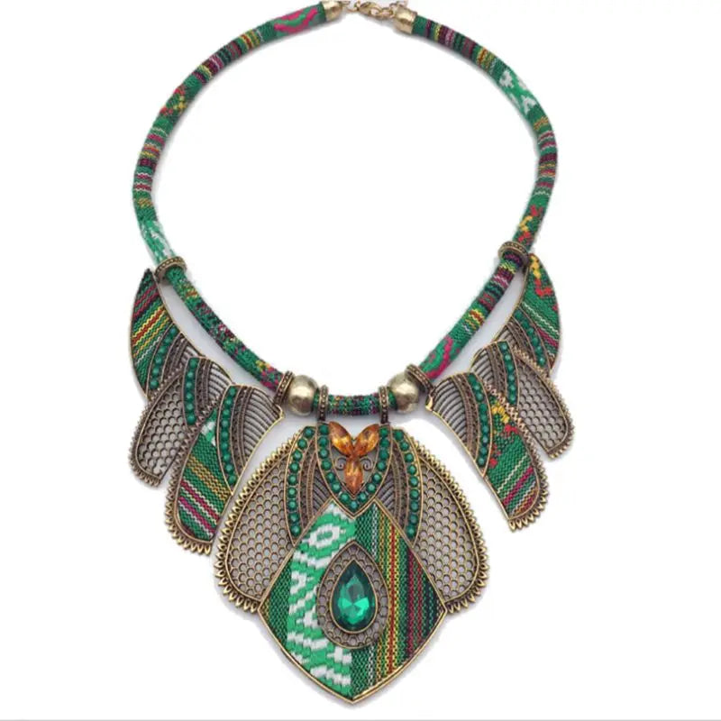 Ethnic Style Chunky Colorful Bib Choker Necklace for Girlfriend