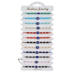 Colorful Evil Eye Beaded Bracelet Braided String Lucky Charm Bracelet