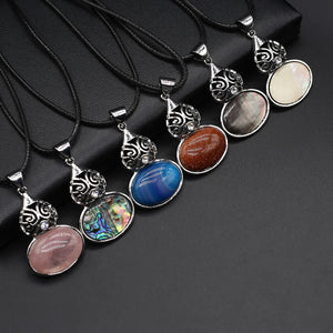 Colorful Stone Shell Gourd Pendant Necklace 28x42mm