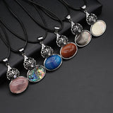 Colorful Stone Shell Gourd Pendant Necklace 28x42mm