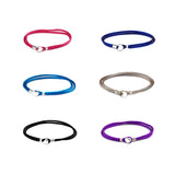 Colorful Fabric Cord Heart Buckle Bracelet 925 Sterling Silver Jewelry Bangle