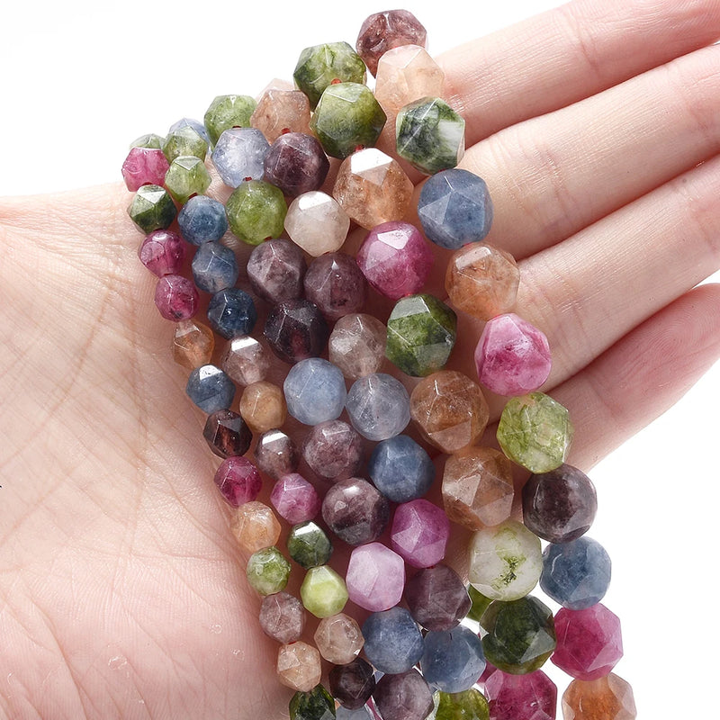 Colorful Faceted Tourmaline Beads for DIY Jewelry Making 6/8/10mm