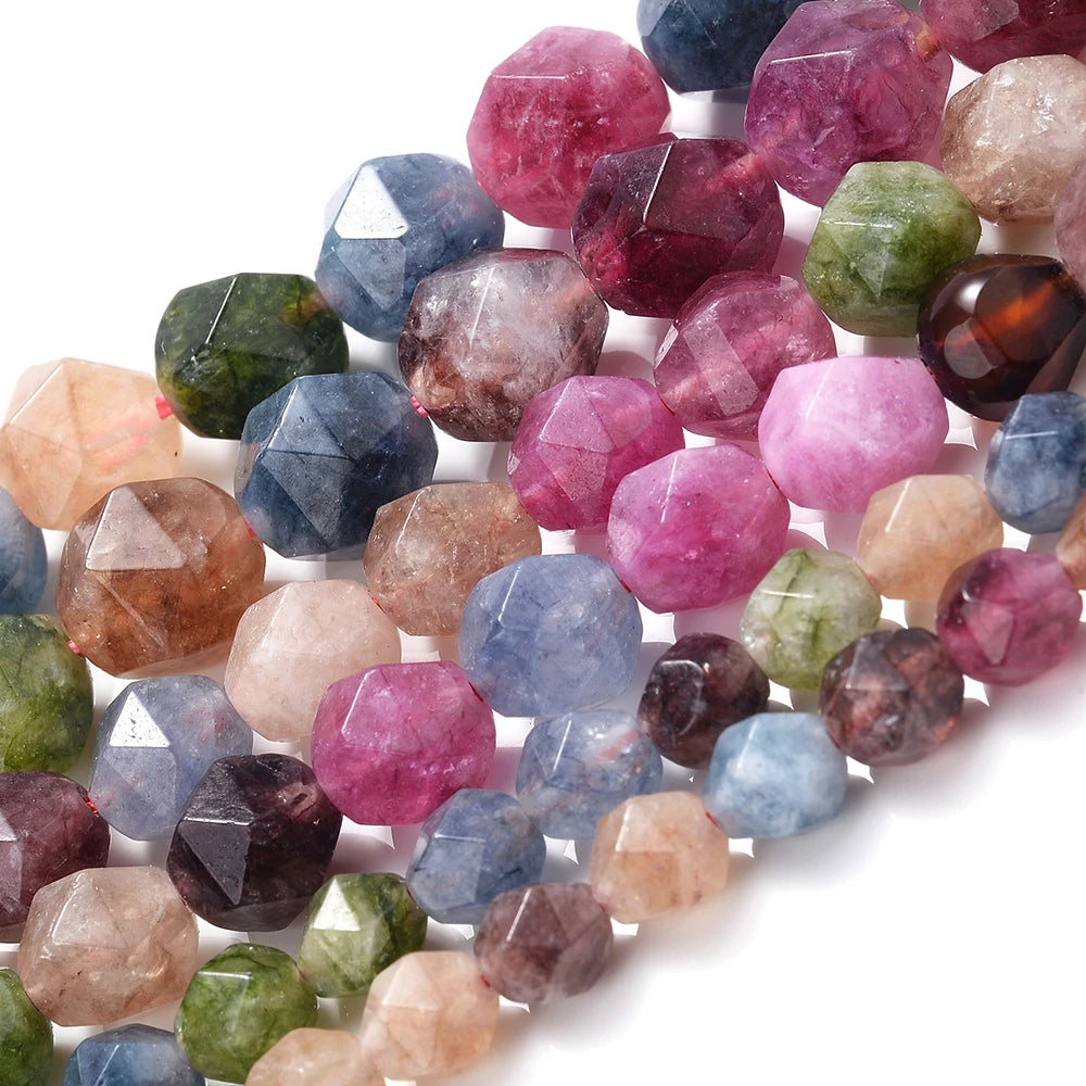 Colorful Faceted Tourmaline Beads for DIY Jewelry Making 6/8/10mm