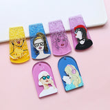 Colorful Women Image Printing Resin Charms 24pcs DIY Jewelry Findings