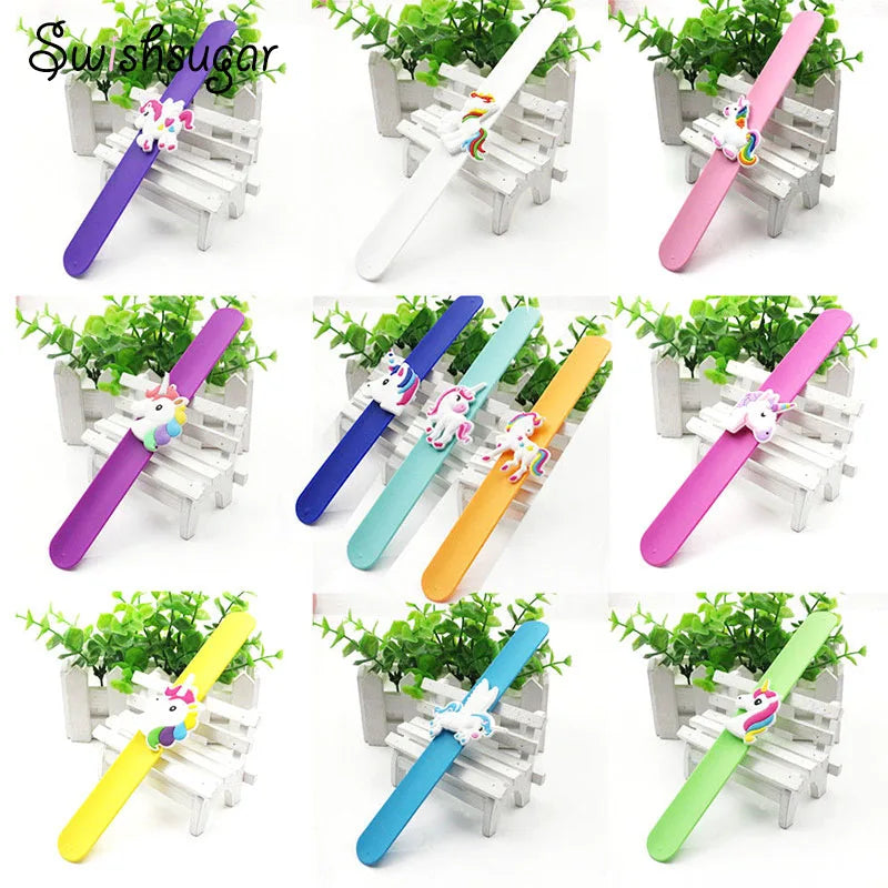 Colorful Flexible Unicorn Slap Bracelet Wristband Kid Children Girl Boy Bangle