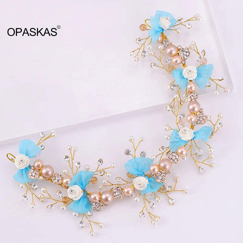 Floral Headbands for Women Flower Bowknot Pearl Hair Band Tiara