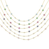 Colorful Flower CZ Charm Choker Necklace Sparking Cubic Zirconia Chain Jewelry