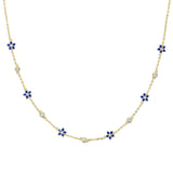 Colorful Flower CZ Charm Choker Necklace Sparking Cubic Zirconia Chain Jewelry