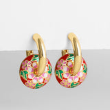 Colorful Flower Hoop Earrings for Women Stainless Steel Ear Huggies