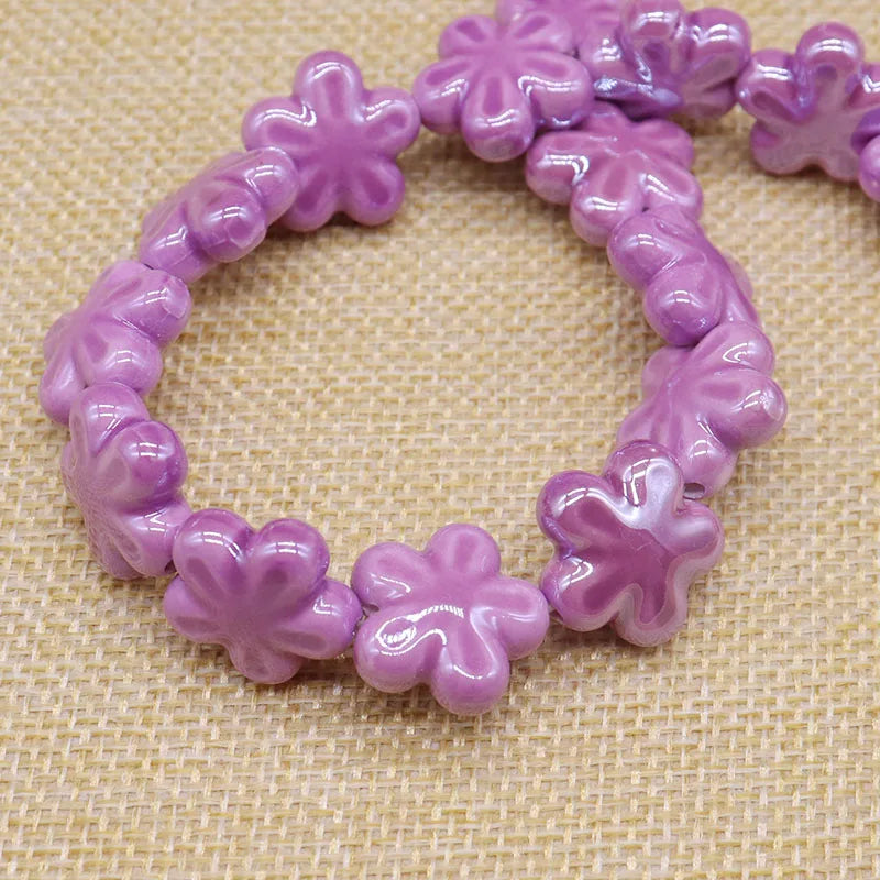 Colorful Flowers Ceramic Beads For Jewelry Making Necklace Bracelet 18mm