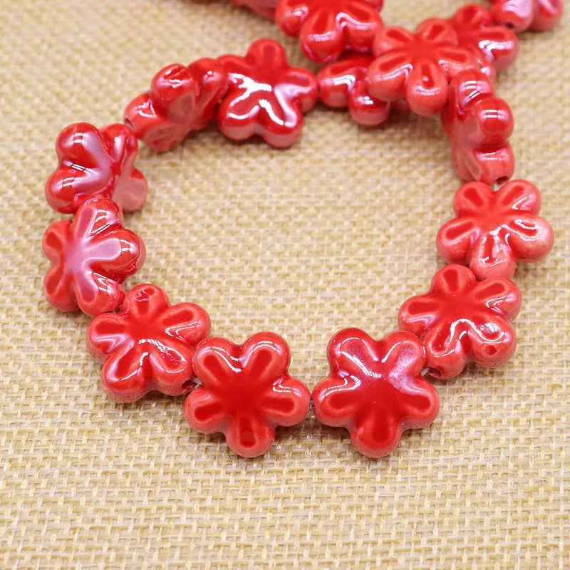 Colorful Flowers Ceramic Beads For Jewelry Making Necklace Bracelet 18mm