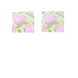 Colorful Flowers Peach Acrylic Impasto Oil Painting DIY Earrings