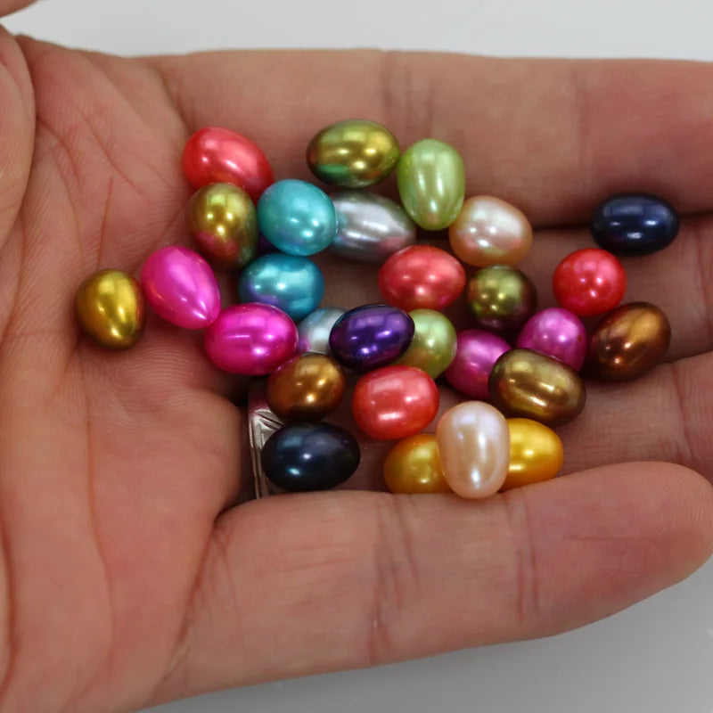 20pcs 7-8mm Loose Oval Pearl Beads DIY Jewelry Making 25 Colors FP396
