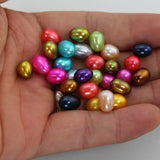 20pcs 7-8mm Loose Oval Pearl Beads DIY Jewelry Making 25 Colors FP396