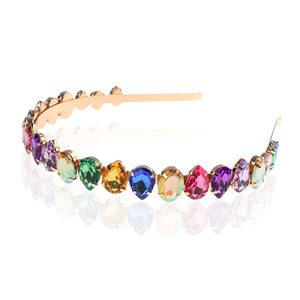 Colorful Gem Baroque Headband Rhinestone Hair Band Pearl Access