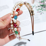 Colorful Gem Baroque Headband Rhinestone Hair Band Pearl Access