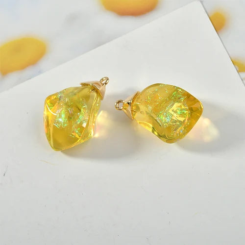 Colorful Gem Effect 3D Pendant DIY Ornament Material 2pcs