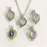 Gem Stones Heart Locket Cage For DIY Jewelry Charms 5pcs/lot
