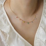 Geometric Zircon Pendant Necklace Stainless Steel Plating 18K