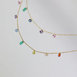 Geometric Zircon Pendant Necklace Stainless Steel Plating 18K