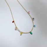 Geometric Zircon Pendant Necklace Stainless Steel Plating 18K