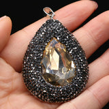 Colorful Glass Rhinestones Pendant Crystal Leather Charms for DIY Necklace