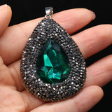Colorful Glass Rhinestones Pendant Crystal Leather Charms for DIY Necklace