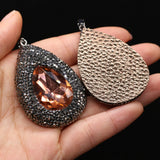 Colorful Glass Rhinestones Pendant Crystal Leather Charms for DIY Necklace