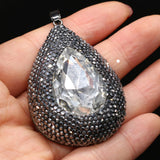 Colorful Glass Rhinestones Pendant Crystal Leather Charms for DIY Necklace