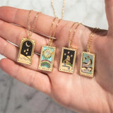 Rhinestone Necklace Sun Moon Star Tarot Pendant