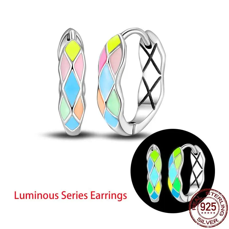 Glowing Women Earrings 925 Sterling Silver Hoop Trending Jewelry
