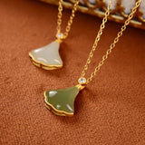 Colorful Necklace Ginkgo Leaf Pendant Female Sterling Silver Rose Small Skirt