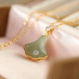Colorful Necklace Ginkgo Leaf Pendant Female Sterling Silver Rose Small Skirt